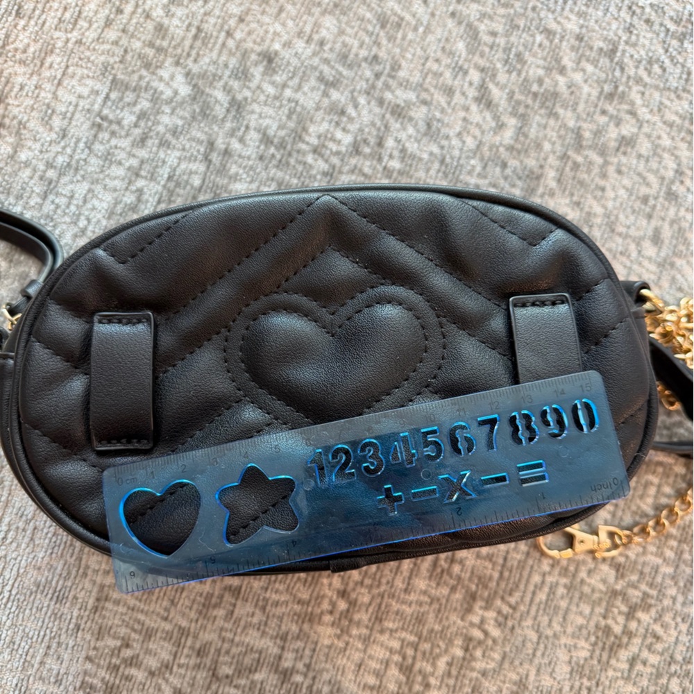 Black Quilted Heart Crossbody Bag - Unbranded